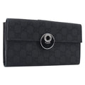 GUCCI GG Canvas Long Wallet Nylon Black Silver 231835 Auth am12944V