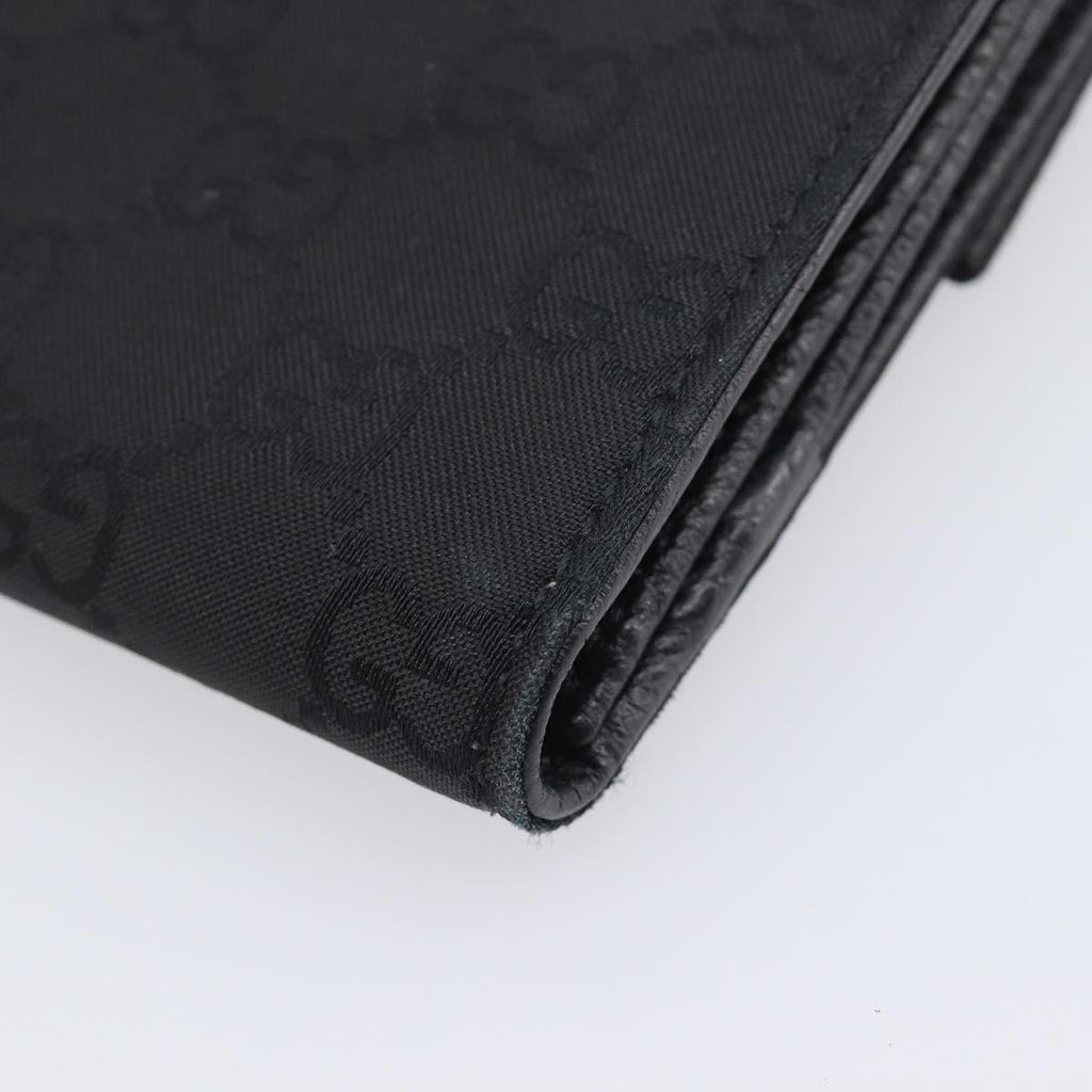 GUCCI GG Canvas Long Wallet Nylon Black Silver 231835 Auth am12944V