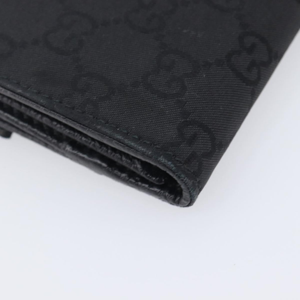 GUCCI GG Canvas Long Wallet Nylon Black Silver 231835 Auth am12944V