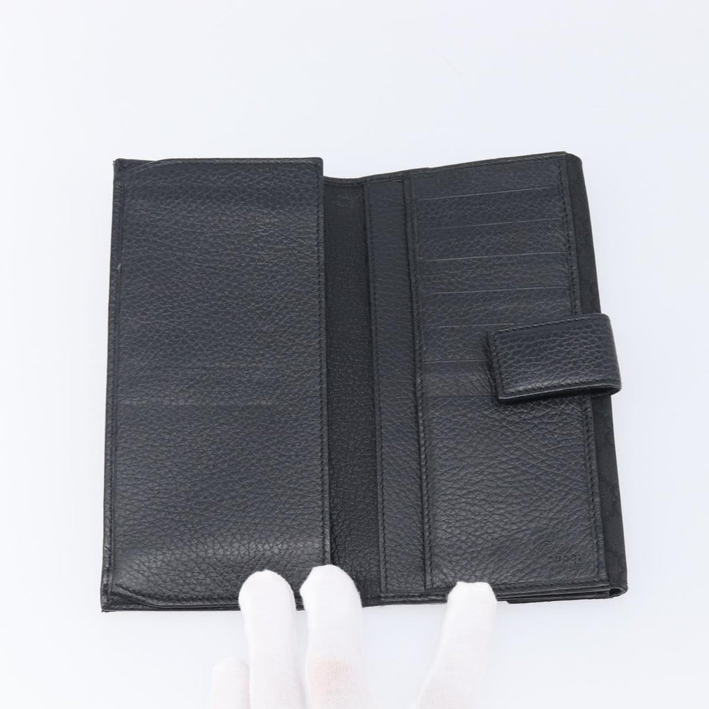 GUCCI GG Canvas Long Wallet Nylon Black Silver 231835 Auth am12944V
