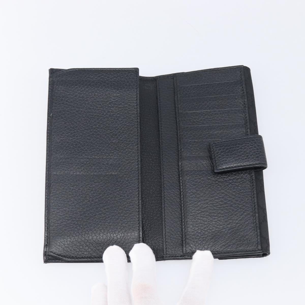 GUCCI GG Canvas Long Wallet Nylon Black Silver 231835 Auth am12944V