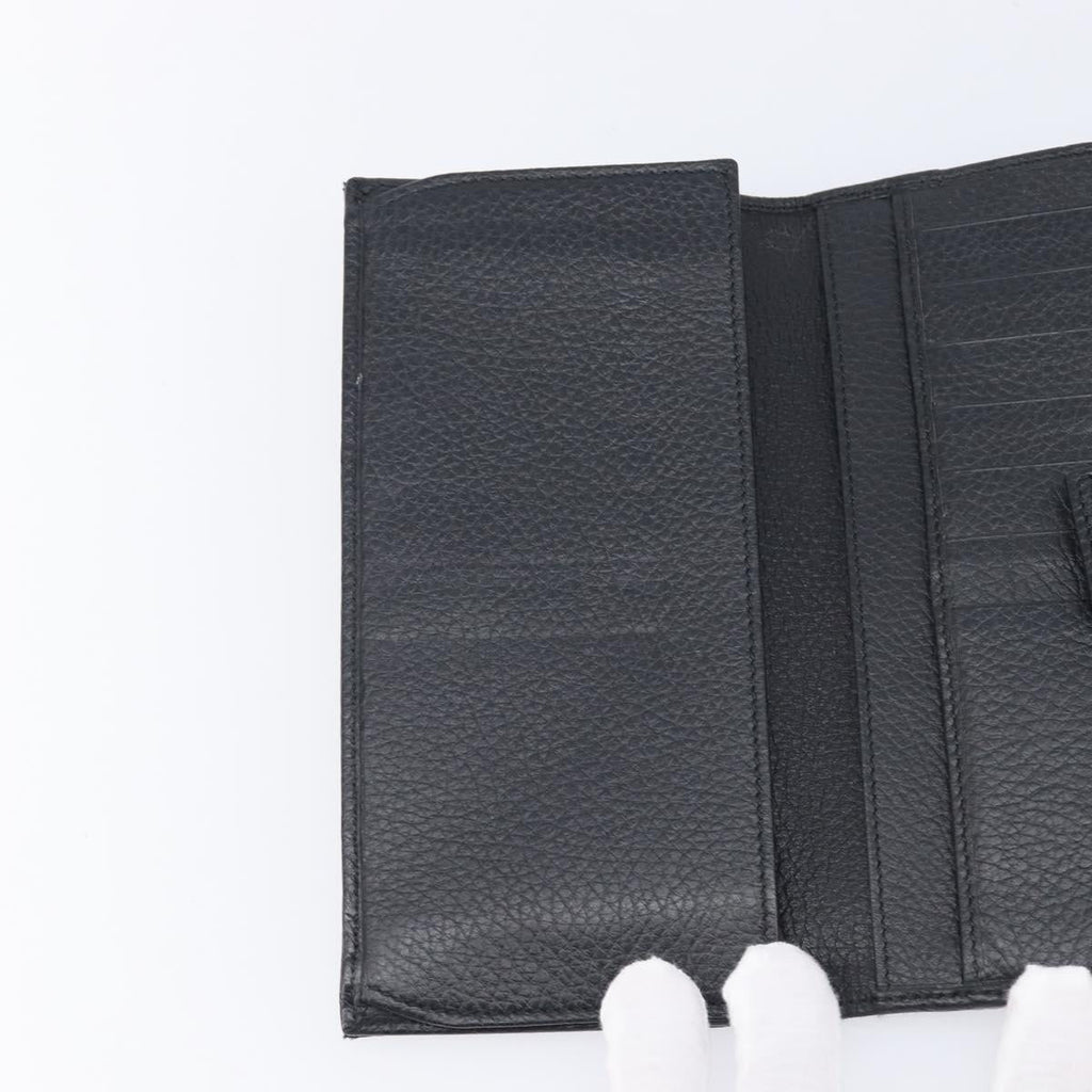 GUCCI GG Canvas Long Wallet Nylon Black Silver 231835 Auth am12944V