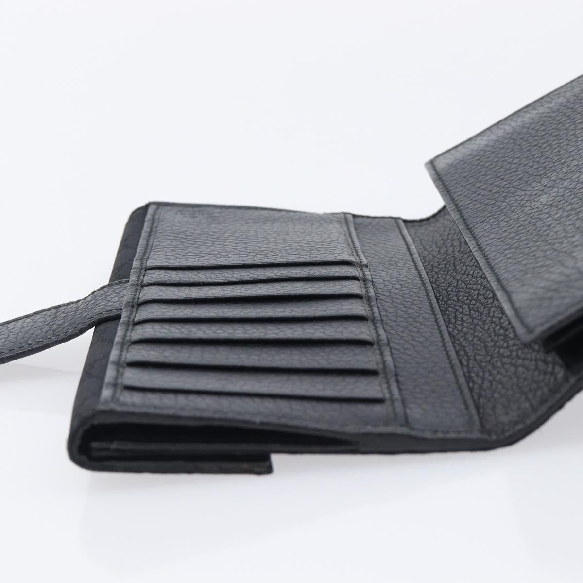 GUCCI GG Canvas Long Wallet Nylon Black Silver 231835 Auth am12944V