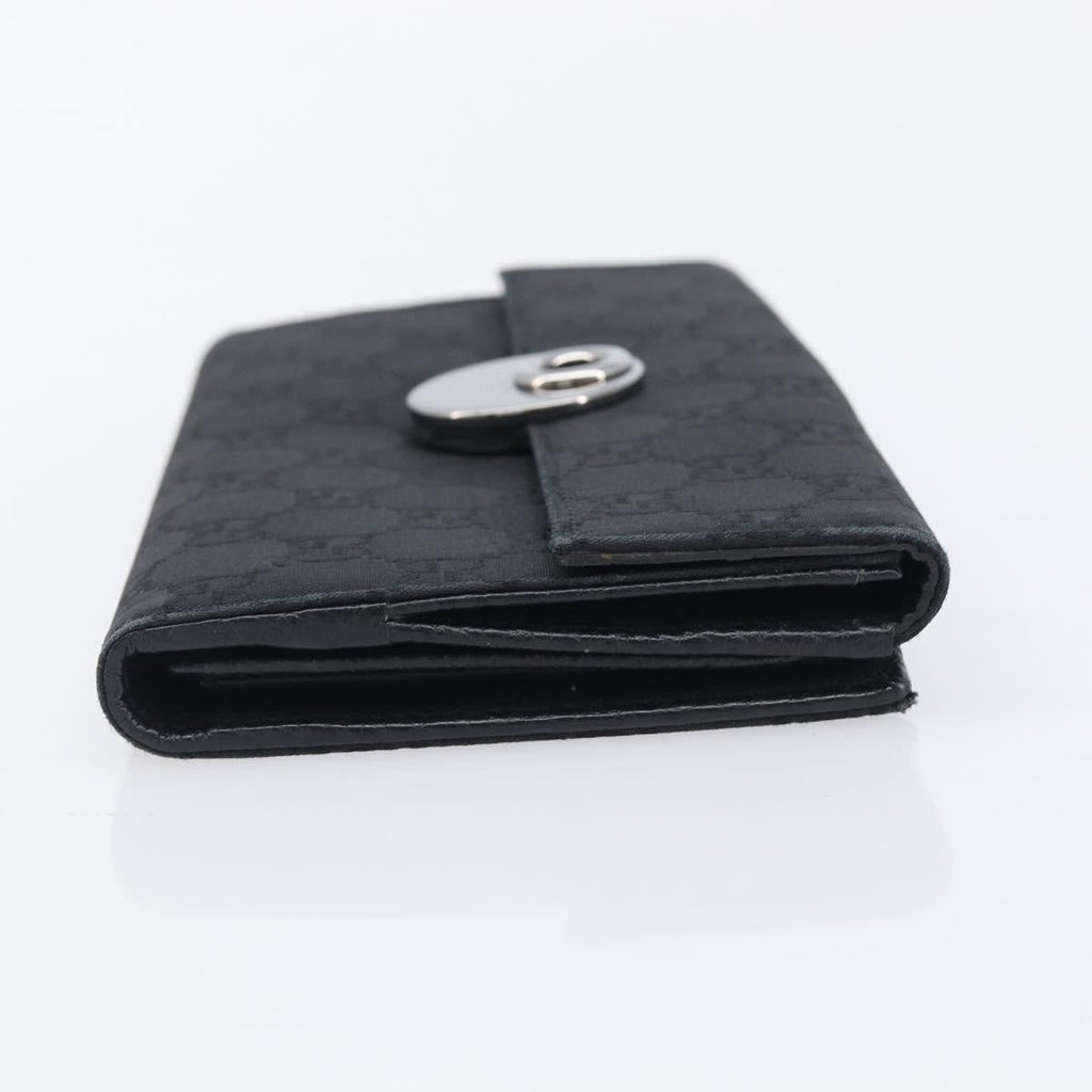 GUCCI GG Canvas Long Wallet Nylon Black Silver 231835 Auth am12944V