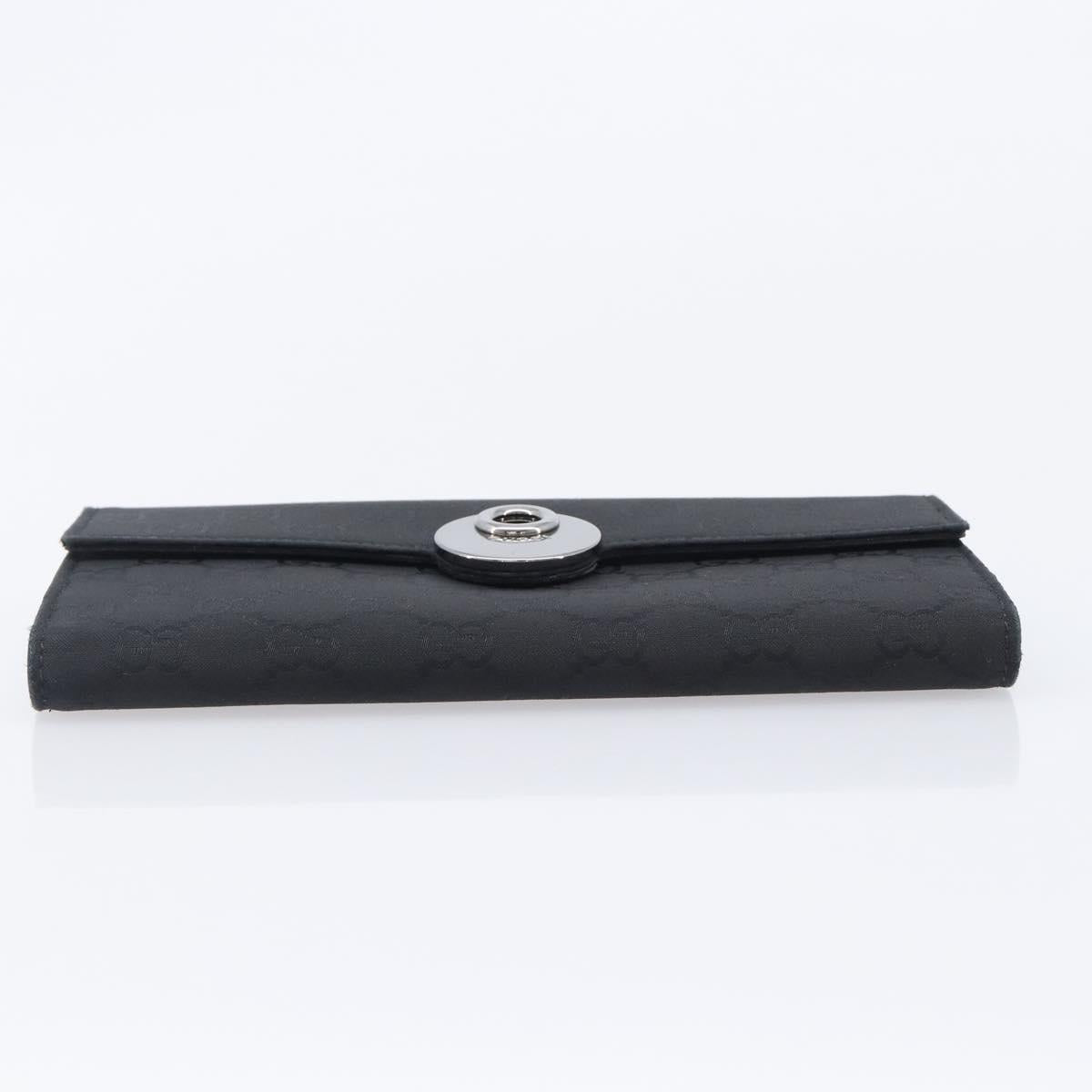 GUCCI GG Canvas Long Wallet Nylon Black Silver 231835 Auth am12944V