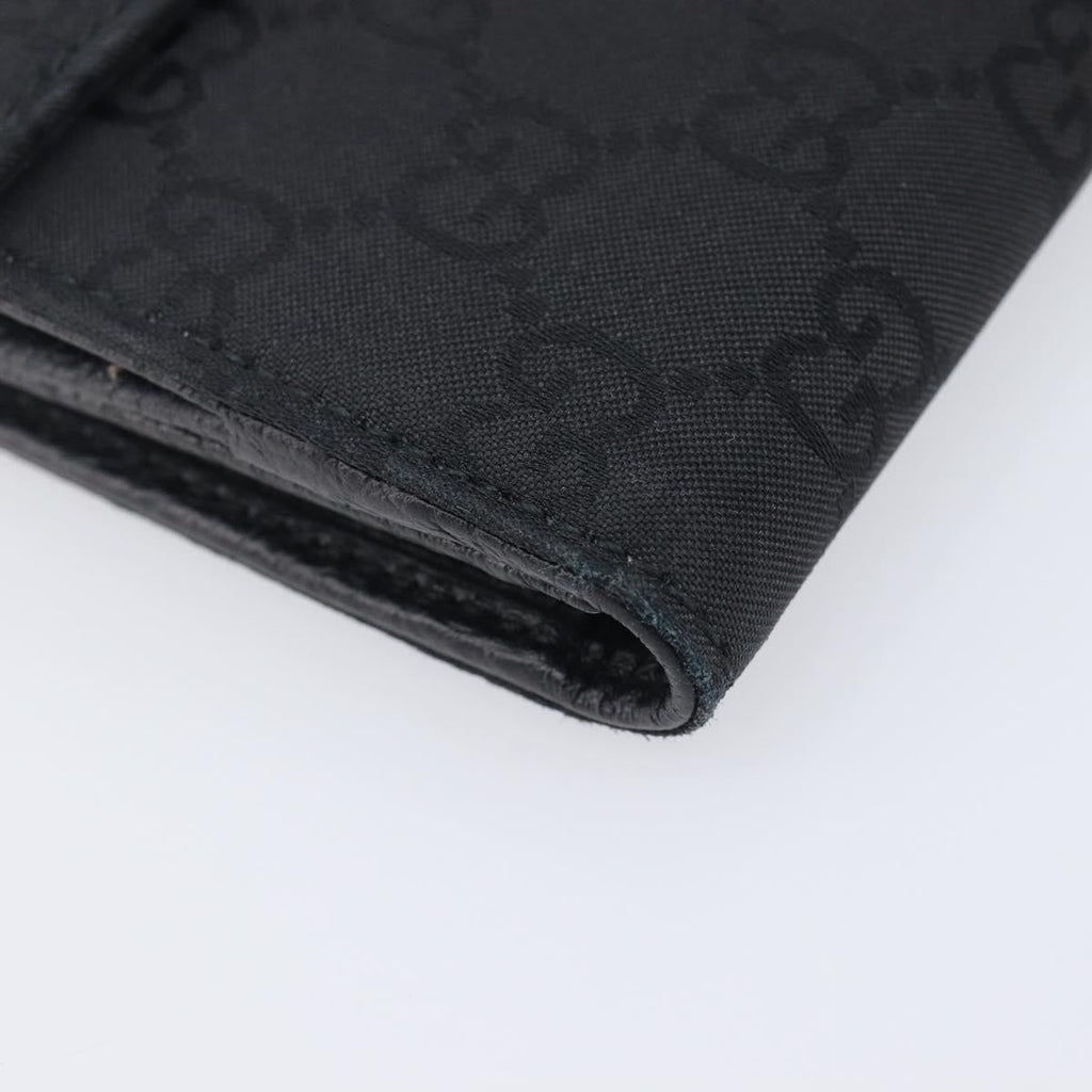 GUCCI GG Canvas Long Wallet Nylon Black Silver 231835 Auth am12944V
