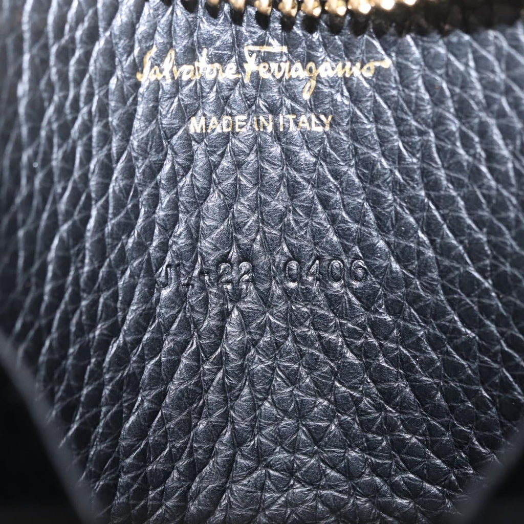 Salvatore Ferragamo Gancini Coin Purse Taurillon Leather Black Auth am12960V