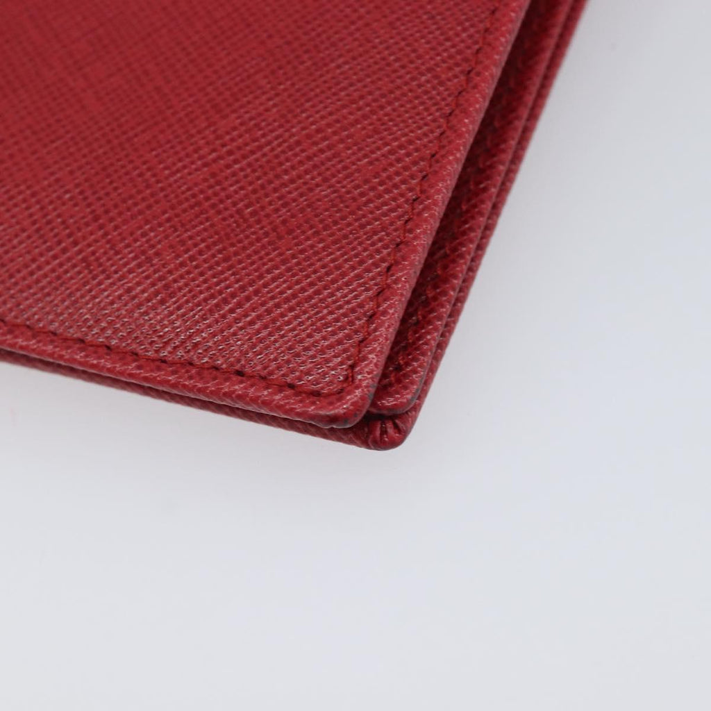 PRADA Bifold Wallet Saffiano leather Red Gold Auth am12983V