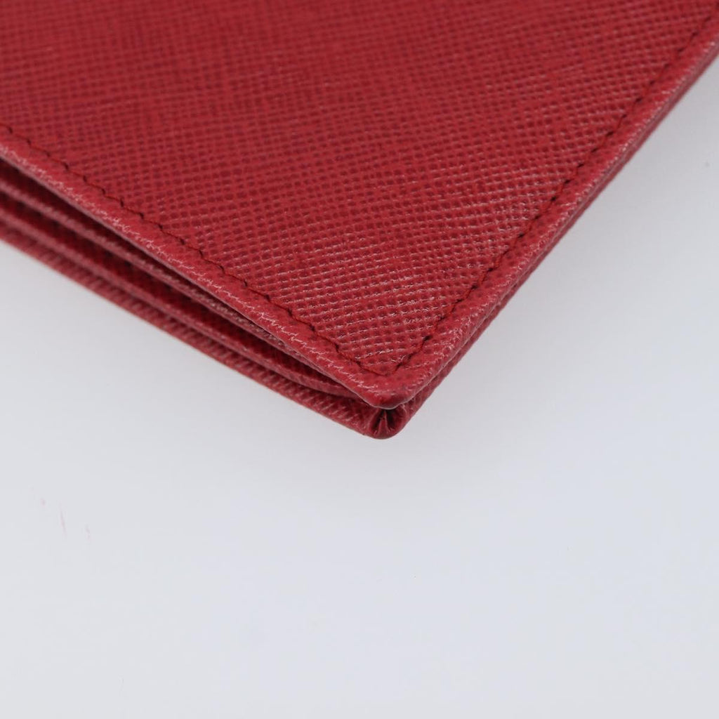PRADA Bifold Wallet Saffiano leather Red Gold Auth am12983V