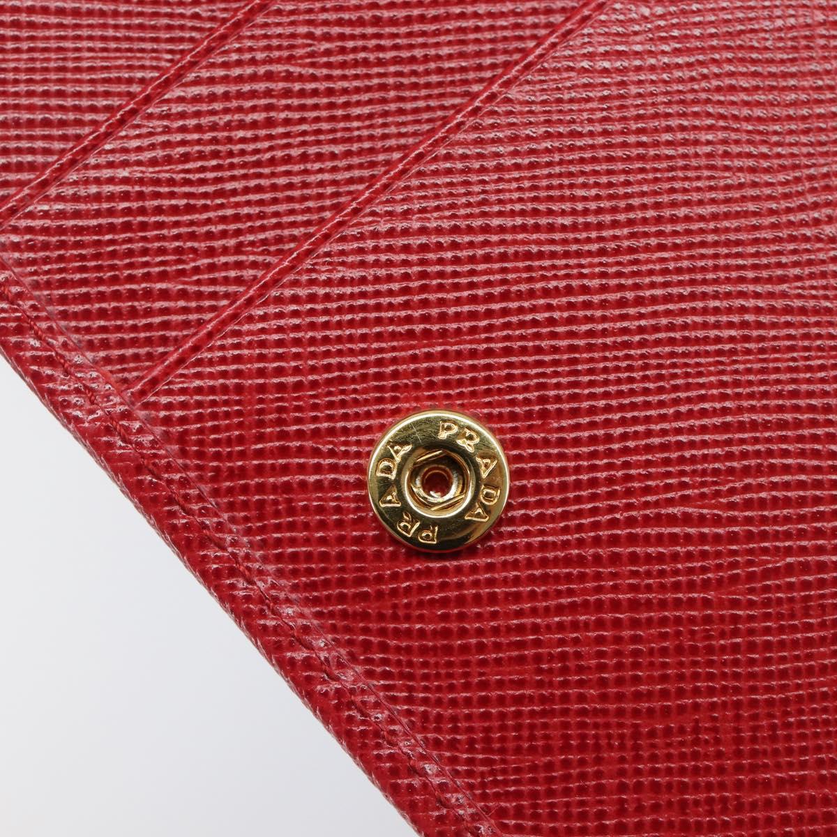 PRADA Bifold Wallet Saffiano leather Red Gold Auth am12983V