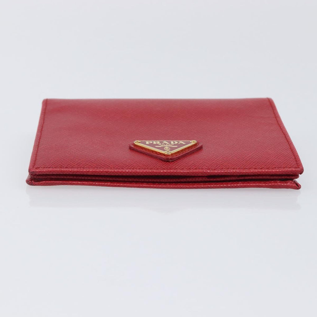 PRADA Bifold Wallet Saffiano leather Red Gold Auth am12983V