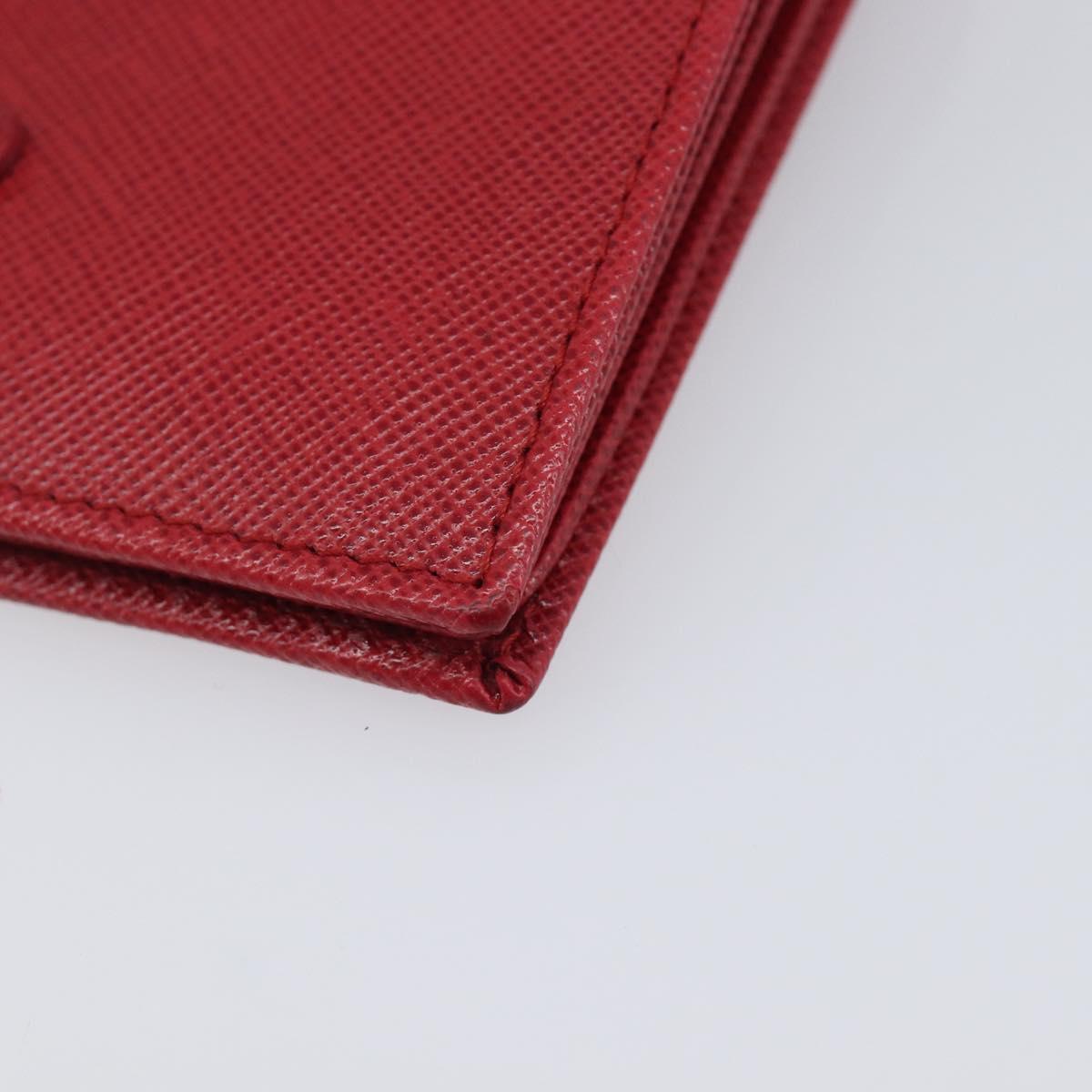 PRADA Bifold Wallet Saffiano leather Red Gold Auth am12983V