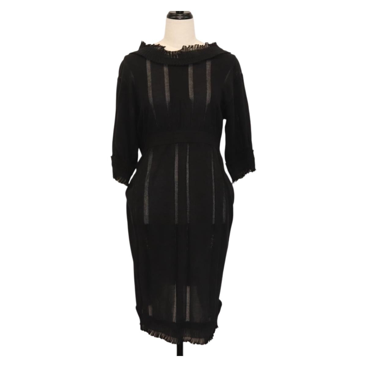 CHANEL One Piece Cotton Black CC Auth am9148