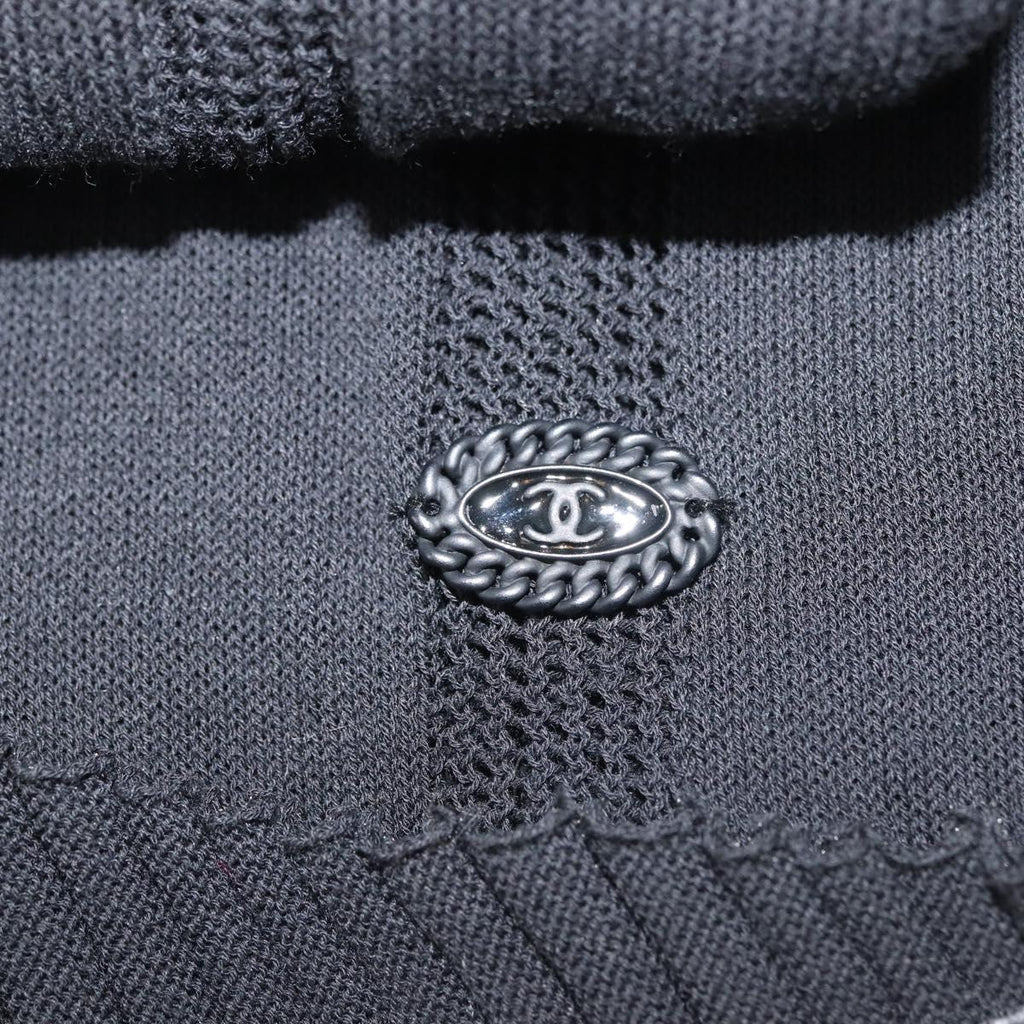 CHANEL One Piece Cotton Black CC Auth am9148