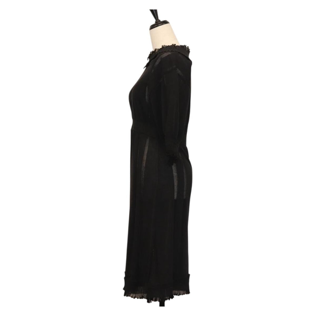 CHANEL One Piece Cotton Black CC Auth am9148