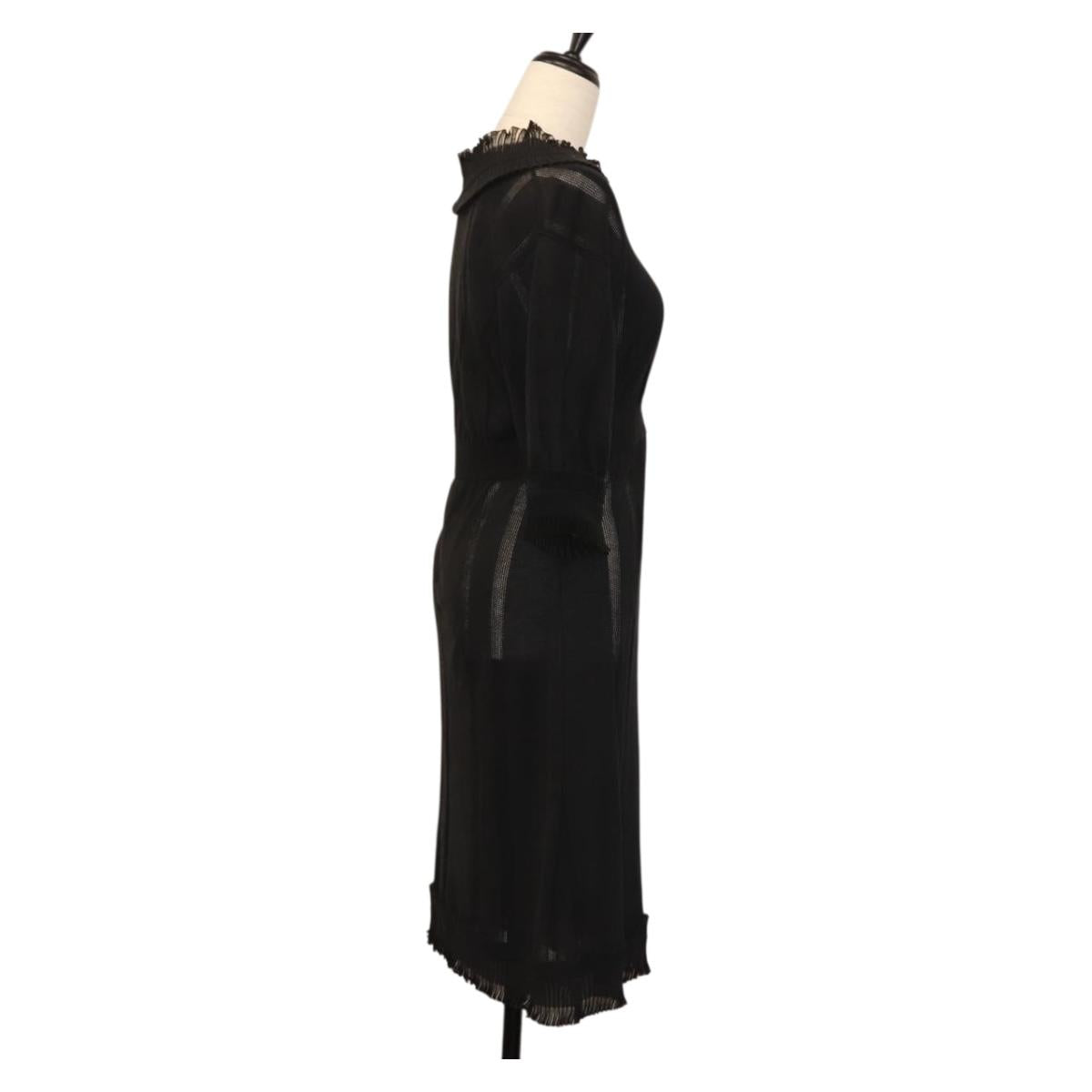 CHANEL One Piece Cotton Black CC Auth am9148