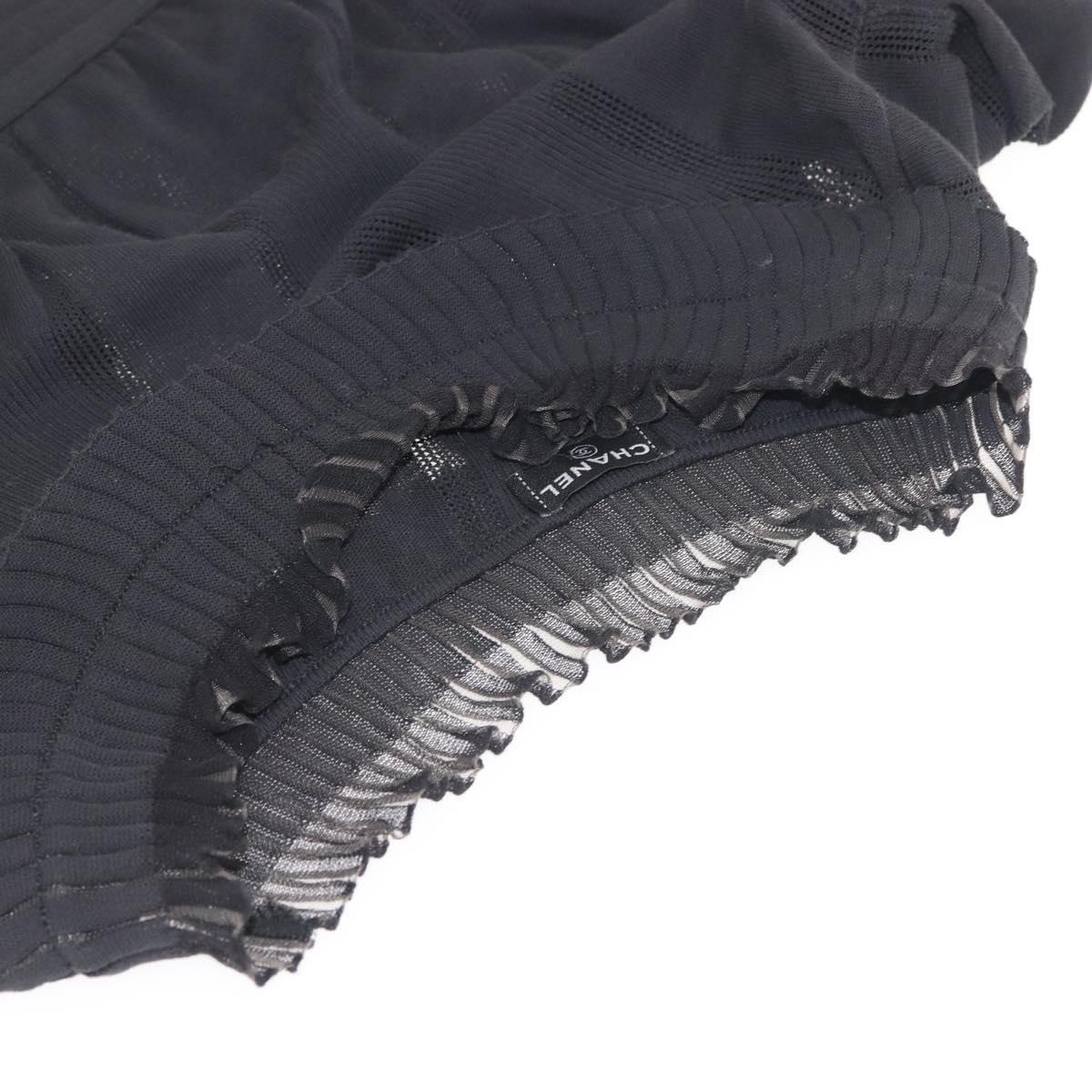 CHANEL One Piece Cotton Black CC Auth am9148