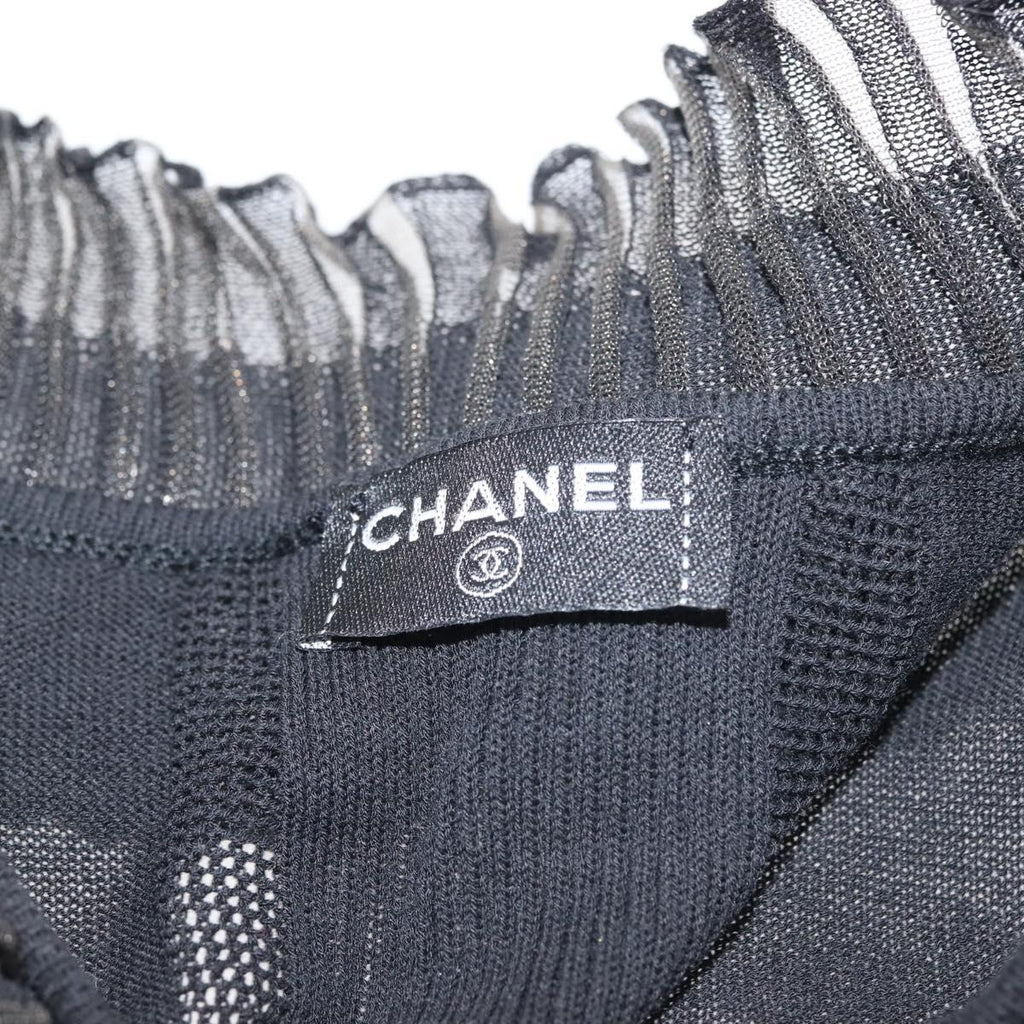 CHANEL One Piece Cotton Black CC Auth am9148