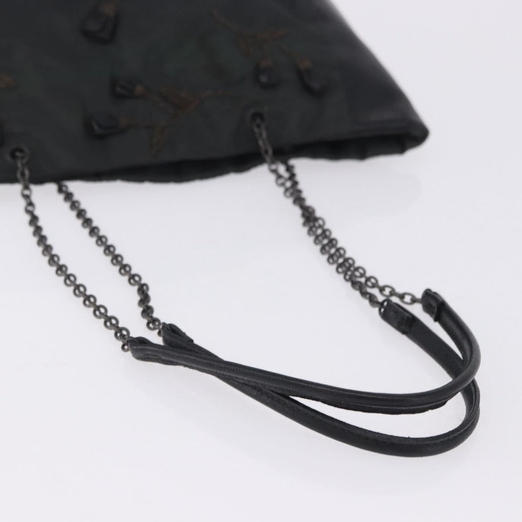 PRADA Chain Tote Bag Nylon Green Auth ar14194