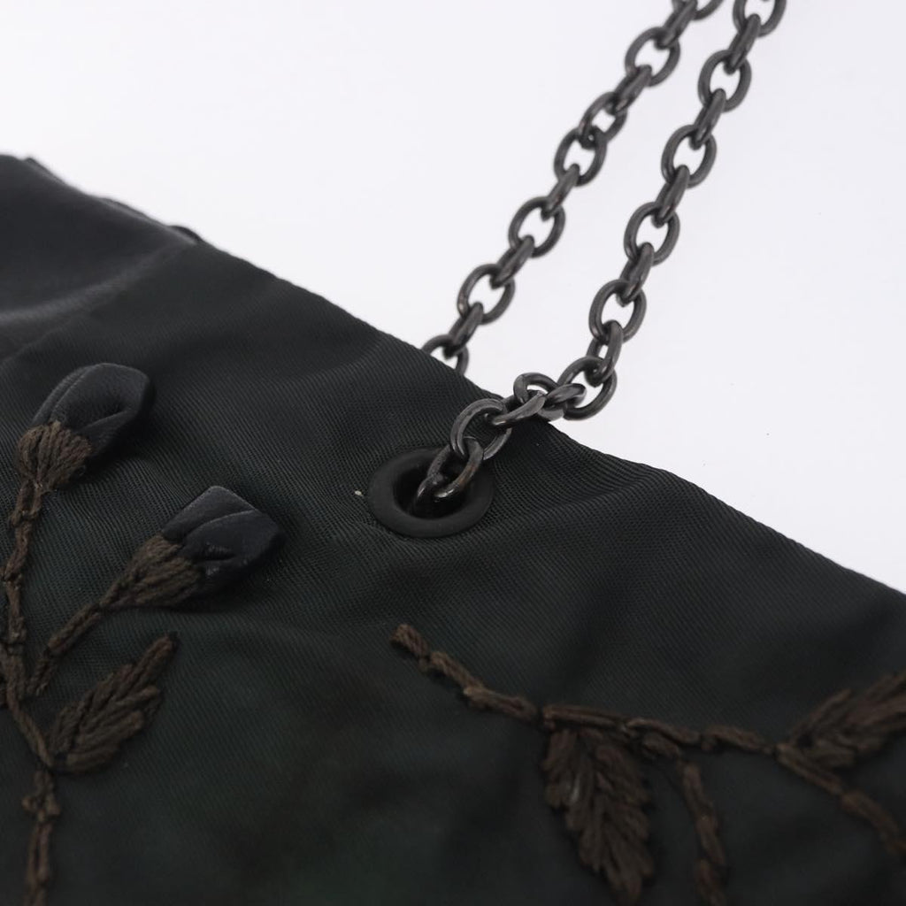 PRADA Chain Tote Bag Nylon Green Auth ar14194