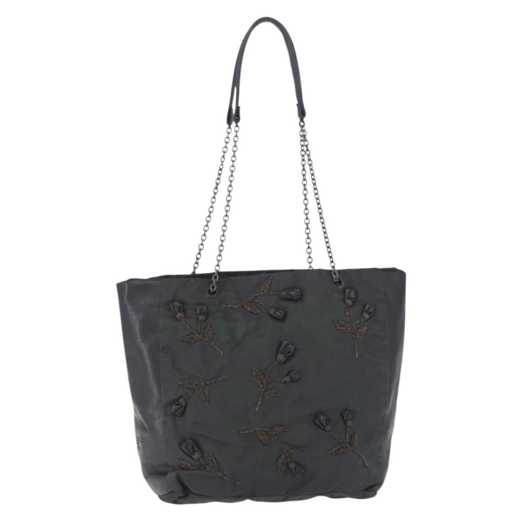 PRADA Chain Tote Bag Nylon Green Auth ar14194
