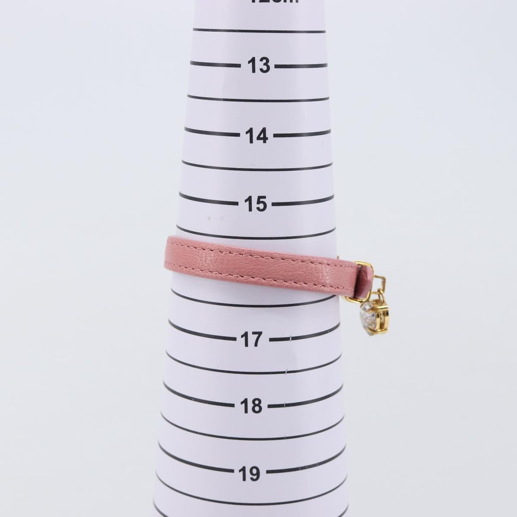 Miu Miu Bracelet Leather Pink Gold Tone Auth ar14251V