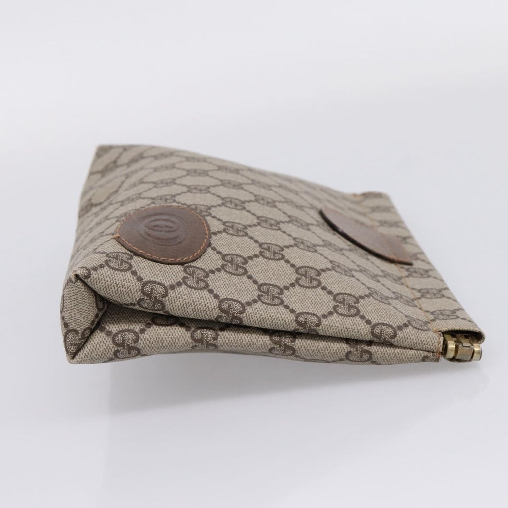 GUCCI GG Supreme Clutch Bag PVC Beige Gold 67 039 5229 Auth ar14346
