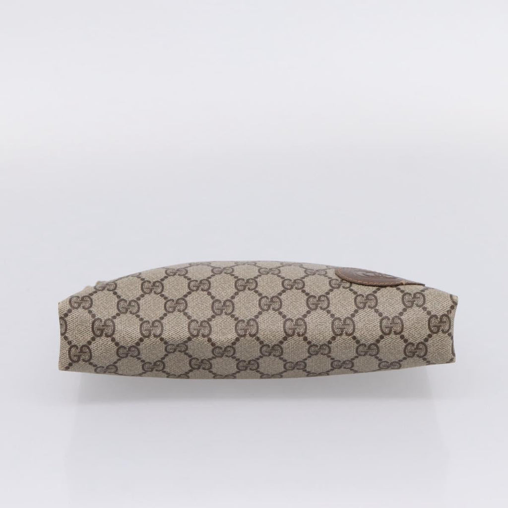 GUCCI GG Supreme Clutch Bag PVC Beige Gold 67 039 5229 Auth ar14346