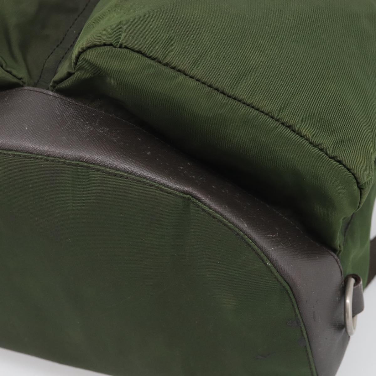 PRADA Backpack Nylon Green Silver Auth ar14348