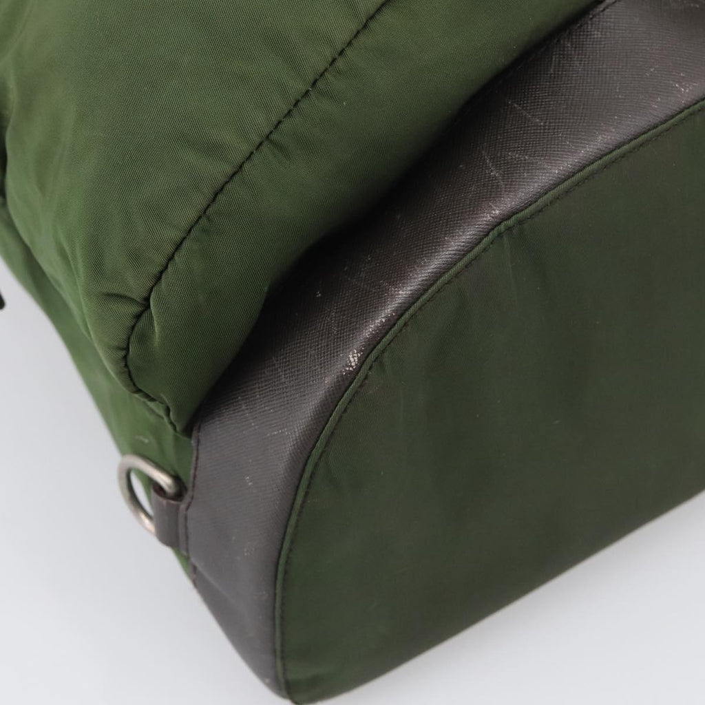 PRADA Backpack Nylon Green Silver Auth ar14348