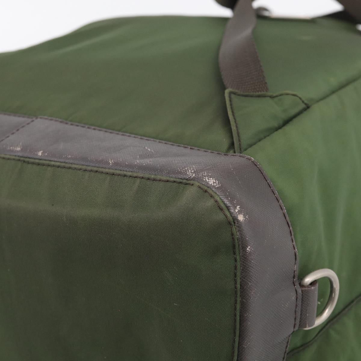 PRADA Backpack Nylon Green Silver Auth ar14348