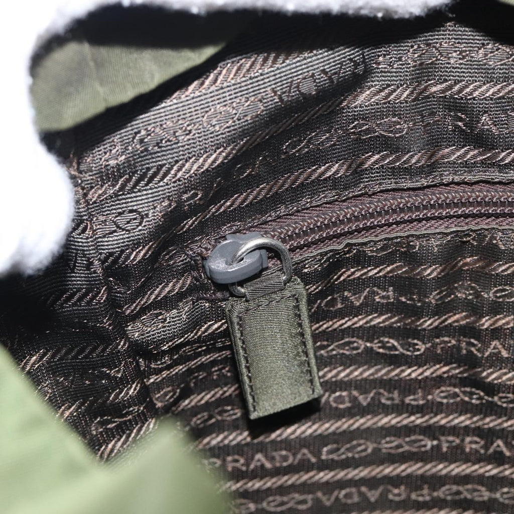 PRADA Backpack Nylon Green Silver Auth ar14348