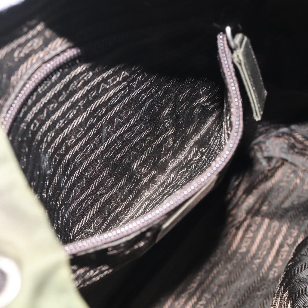 PRADA Backpack Nylon Green Silver Auth ar14348