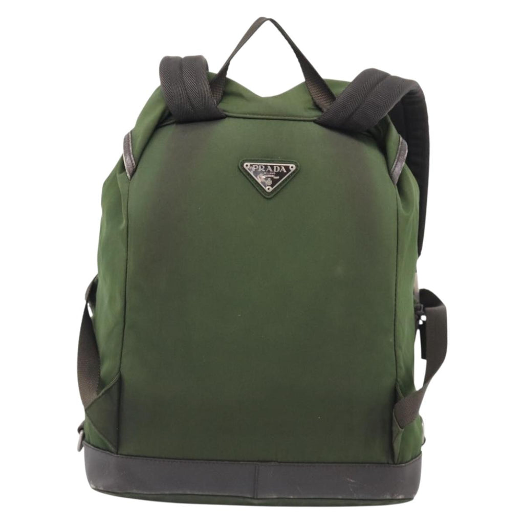 PRADA Backpack Nylon Green Silver Auth ar14348