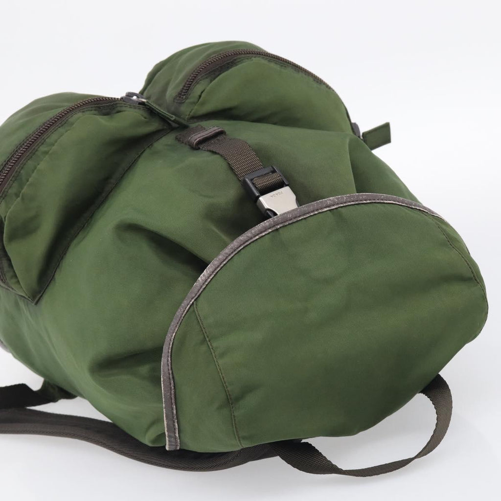 PRADA Backpack Nylon Green Silver Auth ar14348
