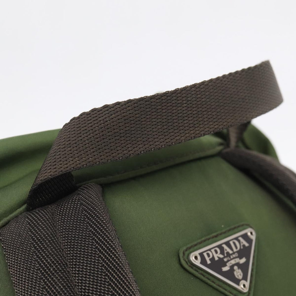 PRADA Backpack Nylon Green Silver Auth ar14348
