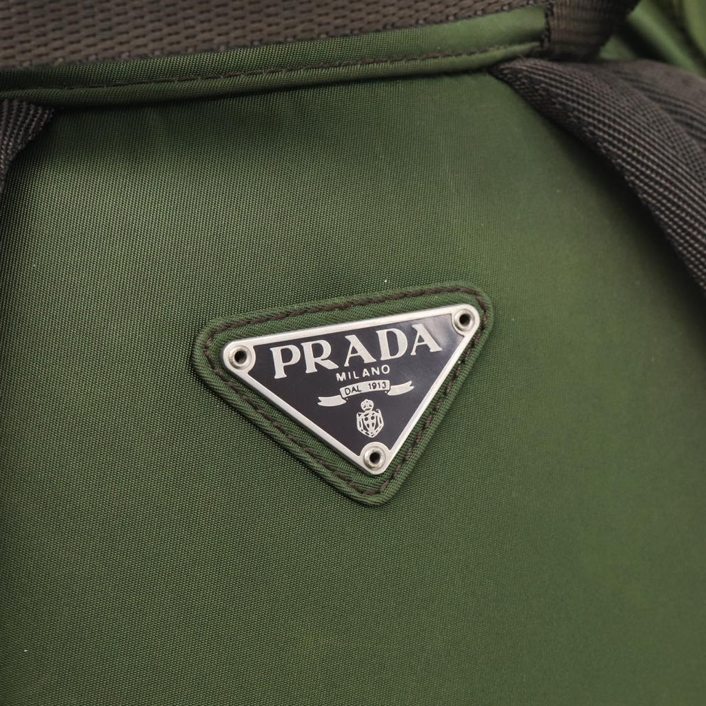PRADA Backpack Nylon Green Silver Auth ar14348