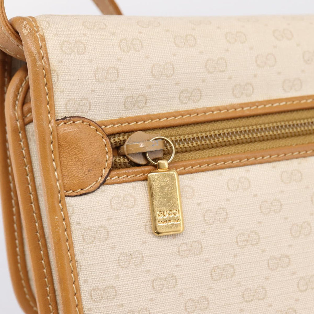 GUCCI Micro GG Supreme Shoulder Bag PVC Beige Gold Auth ar14351