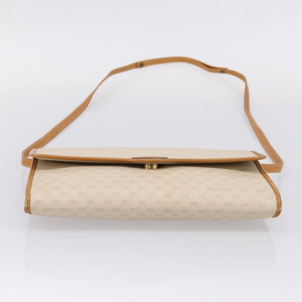 GUCCI Micro GG Supreme Shoulder Bag PVC Beige Gold Auth ar14351