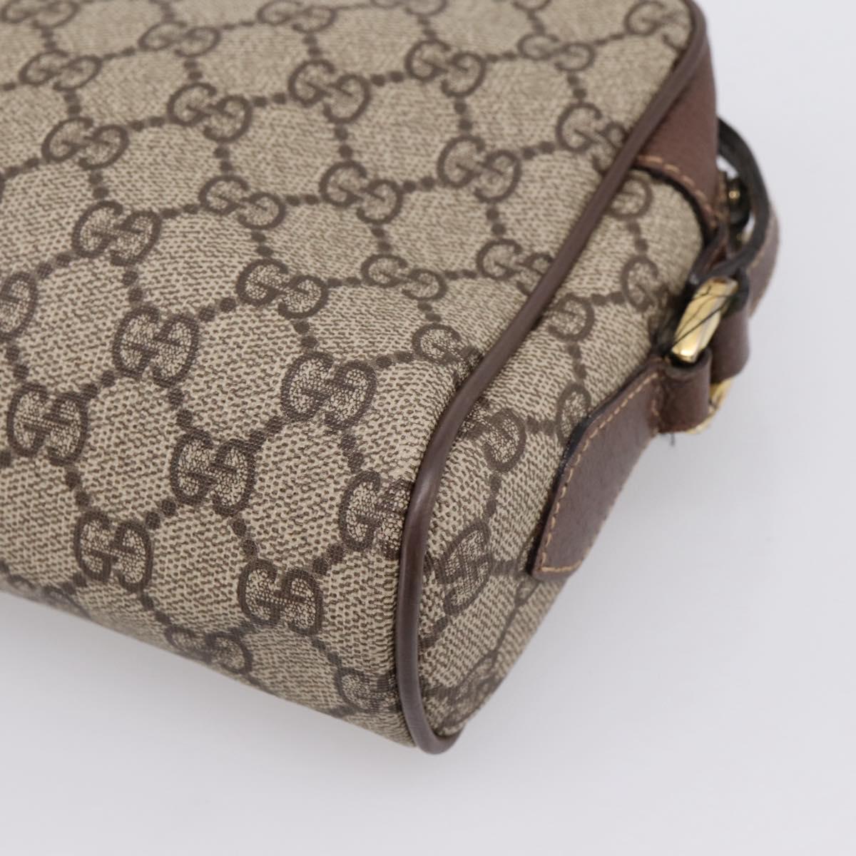 GUCCI GG Supreme Web Sherry Line Bag PVC Beige Gold 001 50 6655 Auth ar14356
