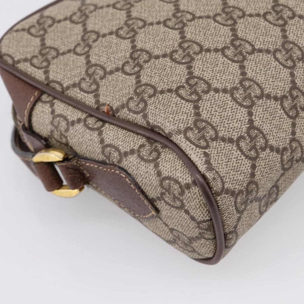 GUCCI GG Supreme Web Sherry Line Bag PVC Beige Gold 001 50 6655 Auth ar14356