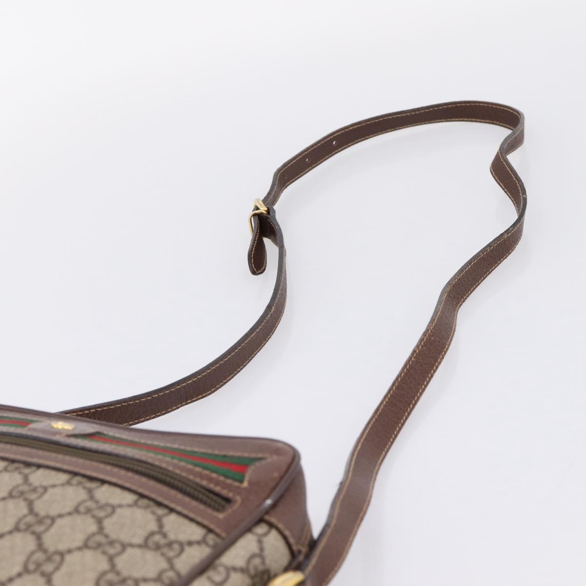 GUCCI GG Supreme Web Sherry Line Bag PVC Beige Gold 001 50 6655 Auth ar14356
