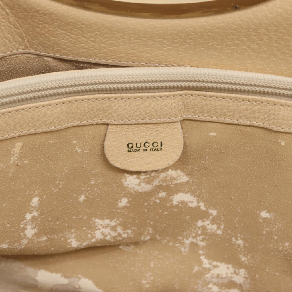 GUCCI Hand Bag Leather White Gold 002 2058 0477 0 Auth ar14378