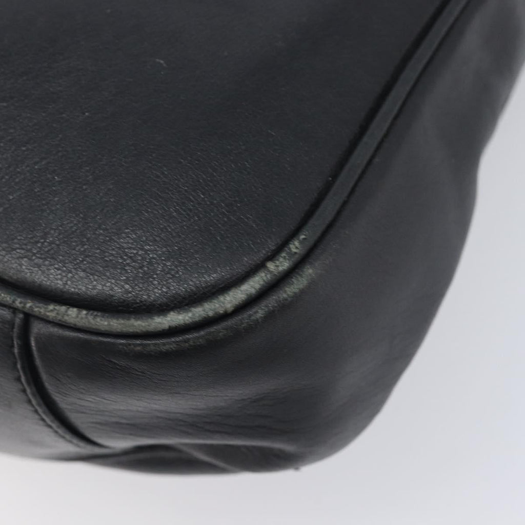 GUCCI Bamboo Hand Bag Leather 2way Black Gold 001 2113 1638 Auth ar14383
