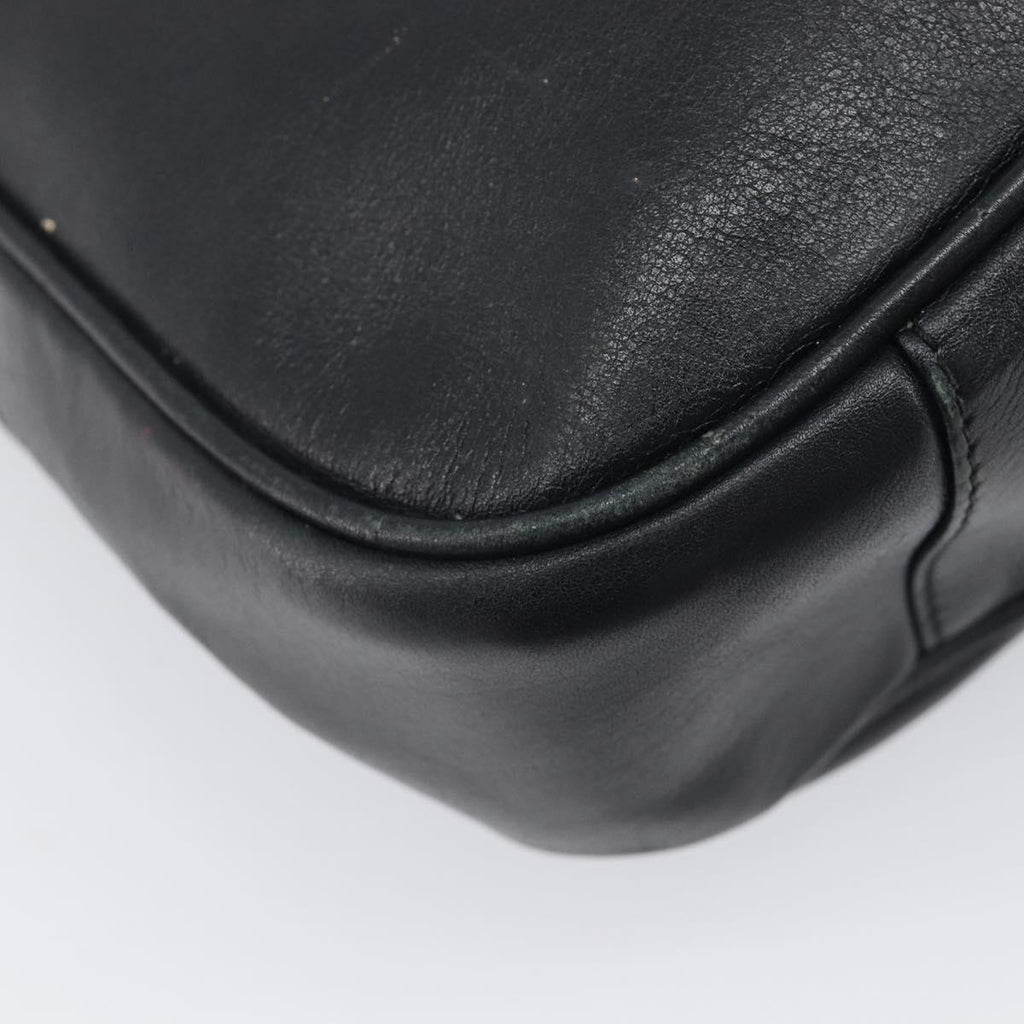 GUCCI Bamboo Hand Bag Leather 2way Black Gold 001 2113 1638 Auth ar14383
