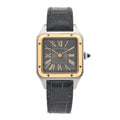 Stainless Steel 18K Yellow Gold Alligator 31.4mm Santos Dumont Quartz Watch Grey
