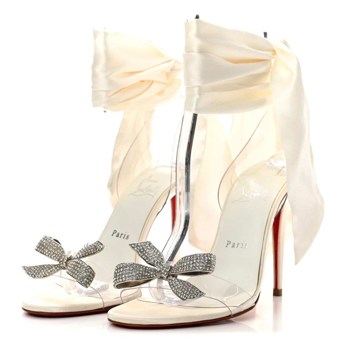 Satin Crystal PVC Astrinodo 100 Sandals 39 Ivory