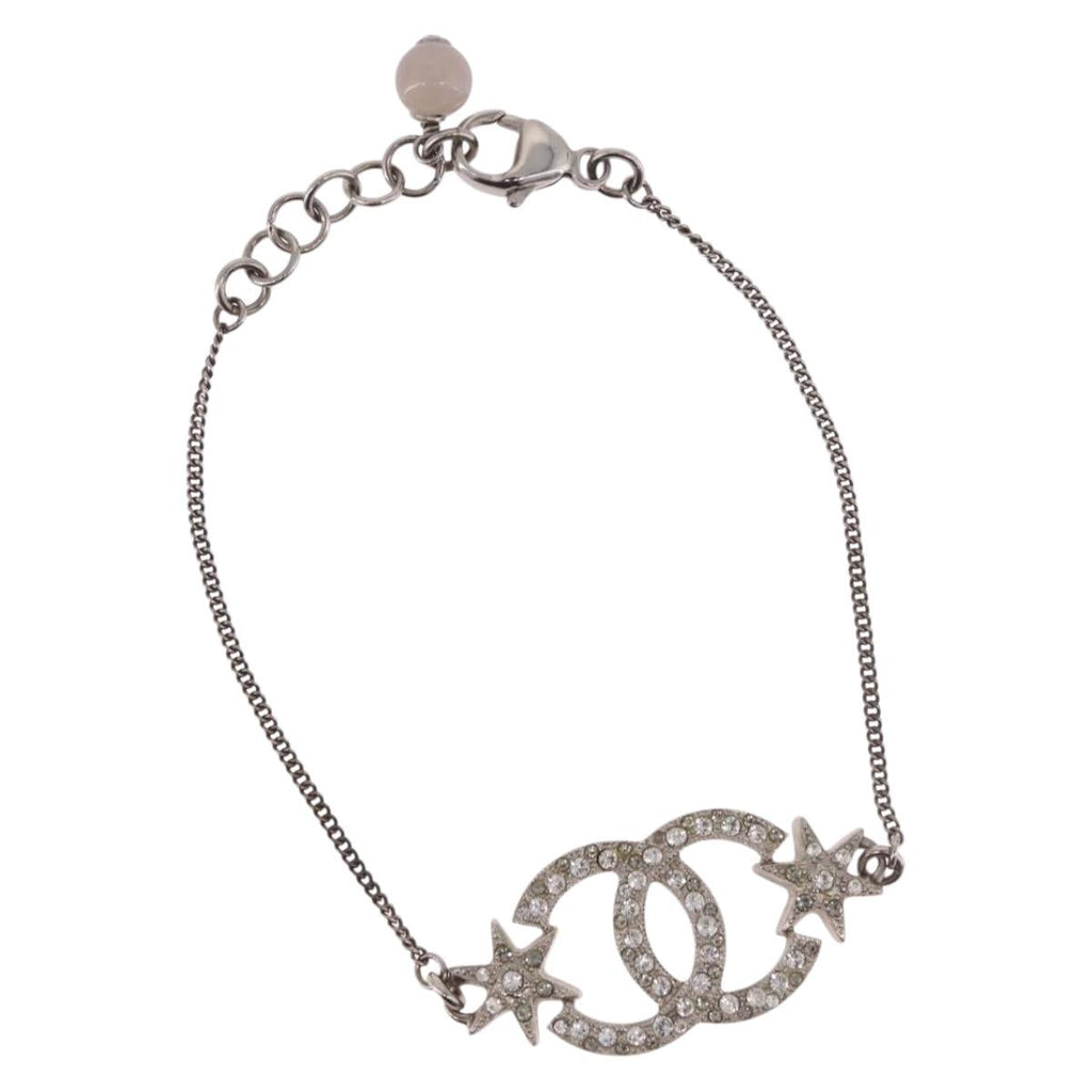 CHANEL Bracelet Metal Silver CC Auth BA13638M