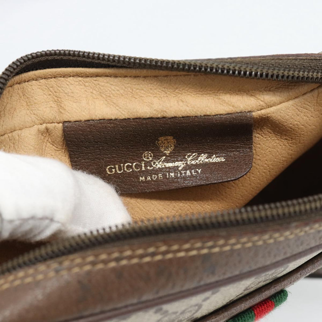 GUCCI GG Supreme Web Sherry Line Bag PVC Beige Gold 116 02 089 Auth BA13711