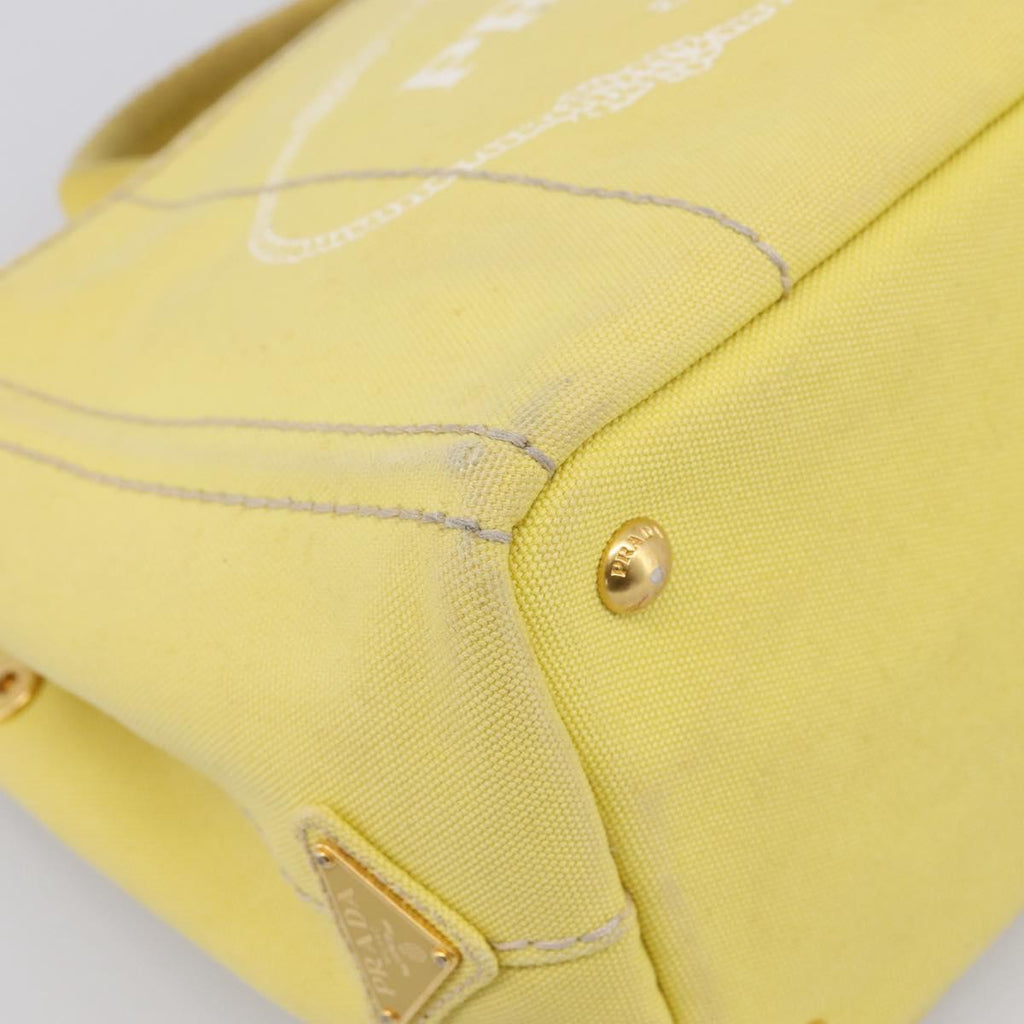 PRADA Kanapa PM Hand Bag Canvas Yellow Gold Tone Auth BA15357